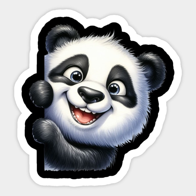 Cute Panda Playing Peek a Boo Sticker by 1AlmightySprout